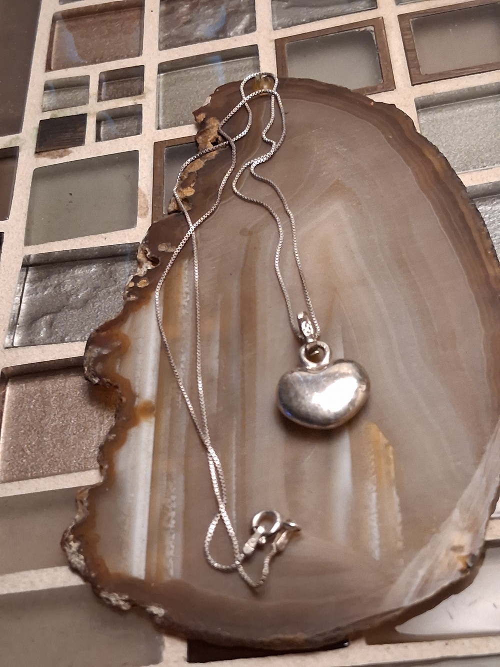Vintage Sterling Silver Heart Locket Necklace - Silver